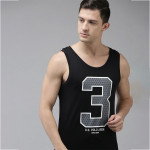 Men Black & Grey Printed Gym Vest