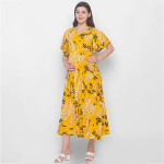 Yellow & Brown Floral Maternity Midi Dress
