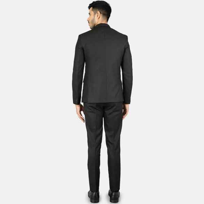 Men Black Solid Single-Breasted Three Piece Suits