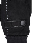 Unisex Black Solid Acrylic Winter Gloves With Touchscreen Fingers