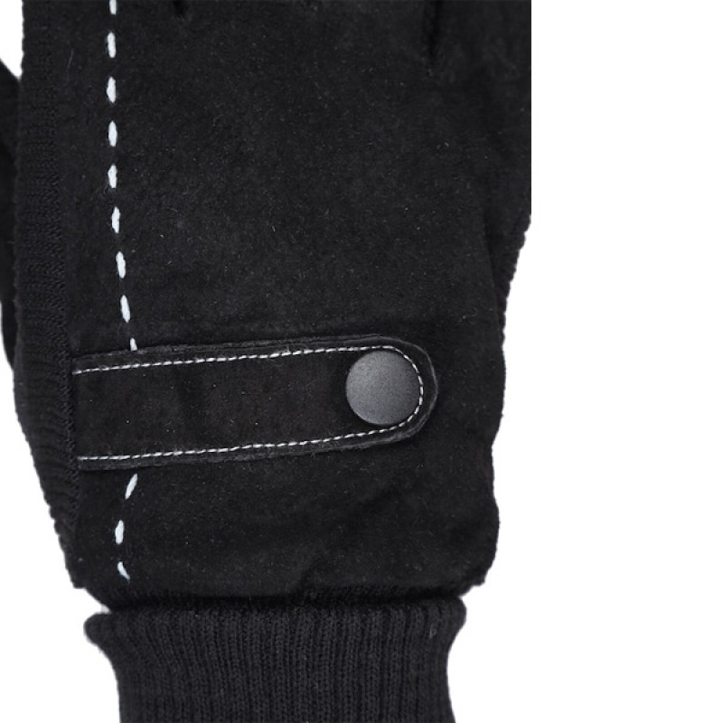 Unisex Black Solid Acrylic Winter Gloves With Touchscreen Fingers