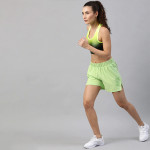Women Sap Green Solid Slim Fit Rapid-Dry Running Shorts