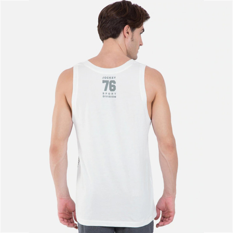 Men White & Grey Printed Gym Vest 9928-0105