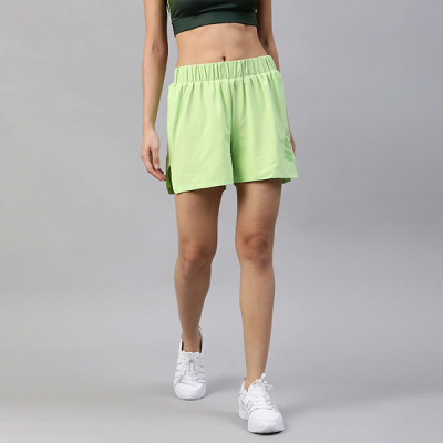 Women Sap Green Solid Slim Fit Rapid-Dry Running Shorts