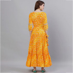 Women Yellow Bandhani Printed Maxi Dress