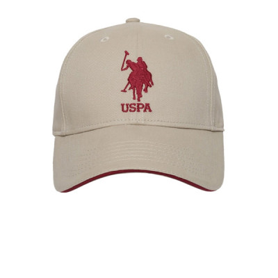 U S Polo Assn Men Beige & Maroon Embroidered Baseball Cap