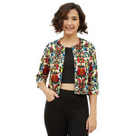 StyleStone Women's Polyester Moss Floral Printed Open Shrug