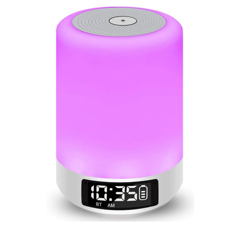 YSD Bedside Lamp with Bluetooth Speaker, Touch Sensor Table Lamp, Dimmable Warm White Light & Color Changing RGB, Alarm Clock & Hands Free Call Gifts