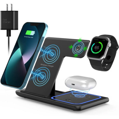 Wireless Charger,ANYLINCON 3 in 1 Wireless Charger Station for Apple iPhone/iWatch/Airpods,iPhone 14,13,12,11 (Pro, Pro Max)/XS/XR/XS/X/8(Plus),iWatch