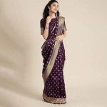 Blue & Gold-Toned Embellished Beads and Stones Saree