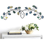 Bellaa Metal Wall Art Flower Ginkgo Leaf Abstract Blue Scroll Hanging Celtic 3D Sculpture Boho Home Decor Outdoor Farmhouse Rustic Japanese Style Gold