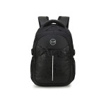 Black & White Brand Logo Backpack with Compression Straps