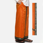 Men Orange Solid Readymade Dhoti With Angavastram