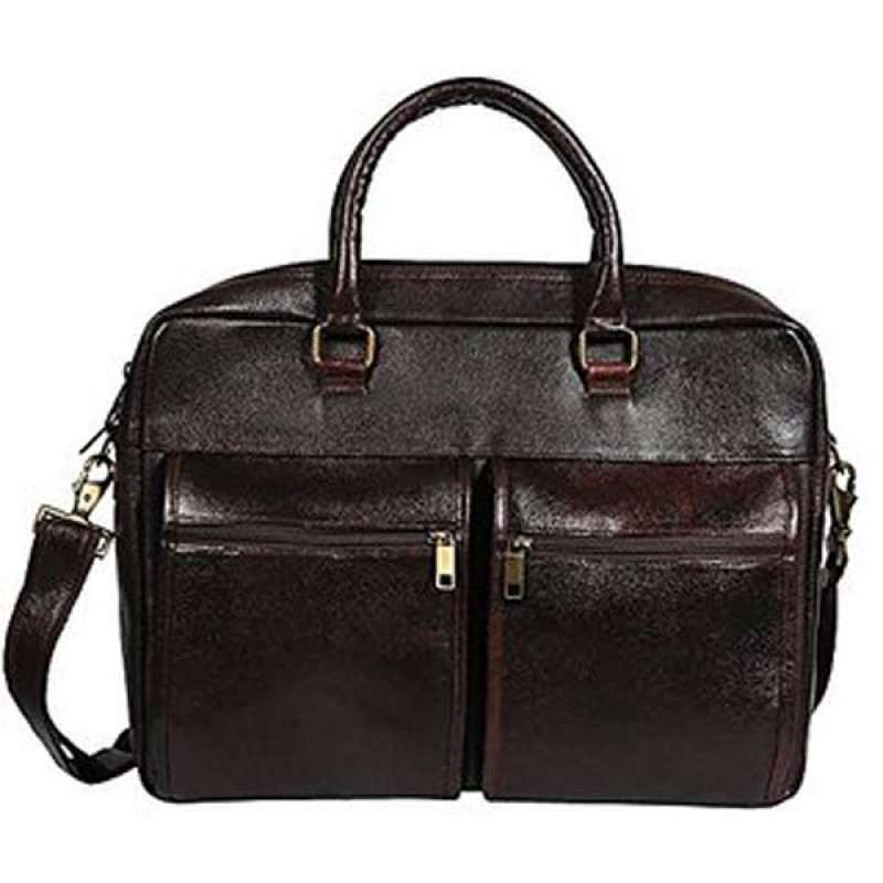 O.K. INTERNATIONAL 15.6 Laptop 100 Genuine Leather Brown Two-tone Leather Laptop Bag for Men Office