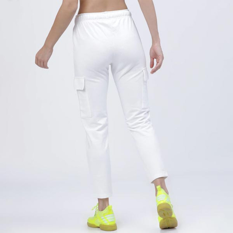 Women White Solid Slim-Fit Cargo Track Pants