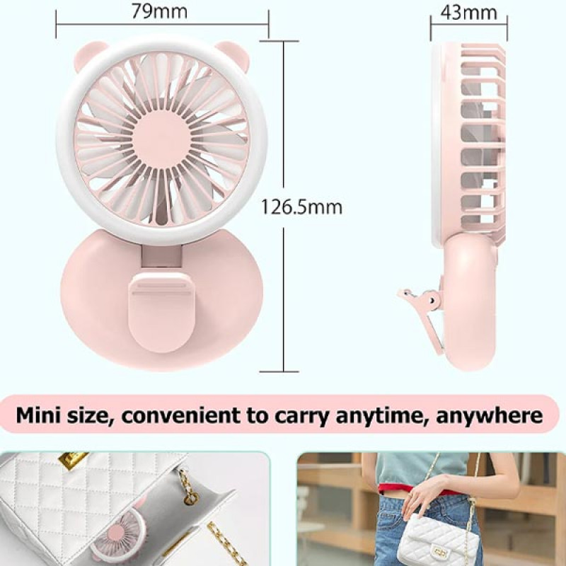 Ecesia Handheld Mini USB Fill Light Fan, Powerful Small Personal Portable Lightweight Handy Fan with Power Bank Strong Wind USB Rechargeable Cooling