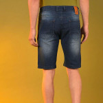 Men Blue Washed Denim Outdoor Side Striped Denim Shorts