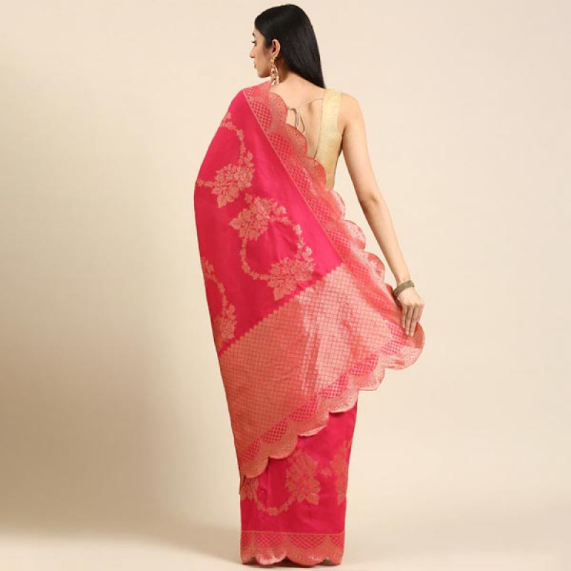 Pink Woven Design Pure Silk Banarasi Saree