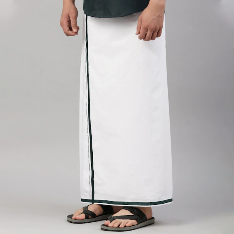 White Solid Cotton Dhoti