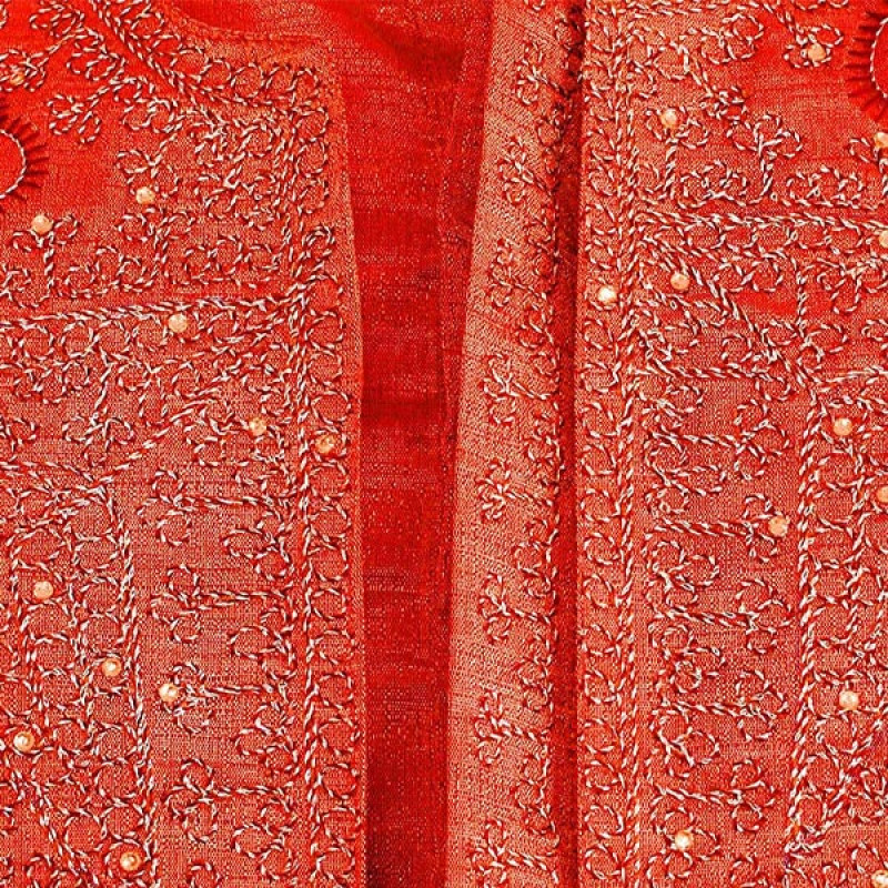 SKAVIJ Men's Embroidered 4 Piece Kurta Pajama Sherwani Set