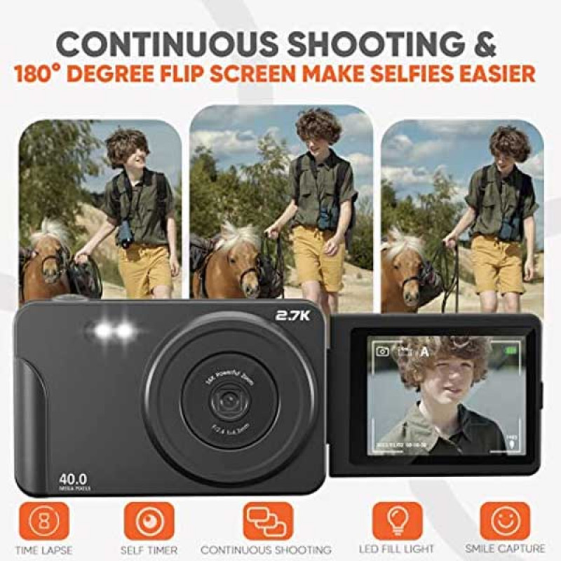 Digital Camera for 2.7K 40MP Autofocus Vlogging Camera