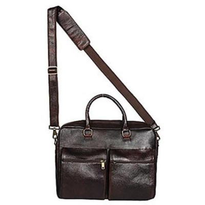 O.K. INTERNATIONAL 15.6 Laptop 100 Genuine Leather Brown Two-tone Leather Laptop Bag for Men Office
