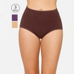 Women Brown & Purple Pack Of 3 Solid Basic Briefs