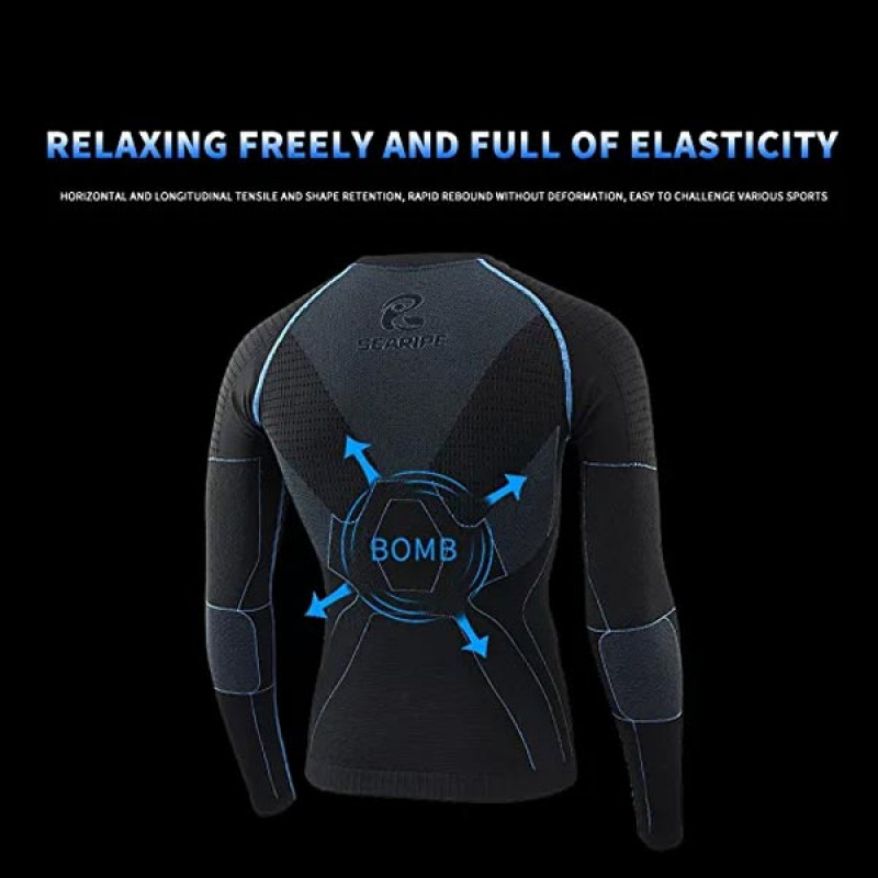 SEARIPE Thermal Underwear,Ski Base Layer - Long Sleeve Compression Tops & Long Johns Bottom Sets Quick Drying