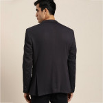 Men Black Solid Single-Breasted Slim Fit Smart Casual Blazer